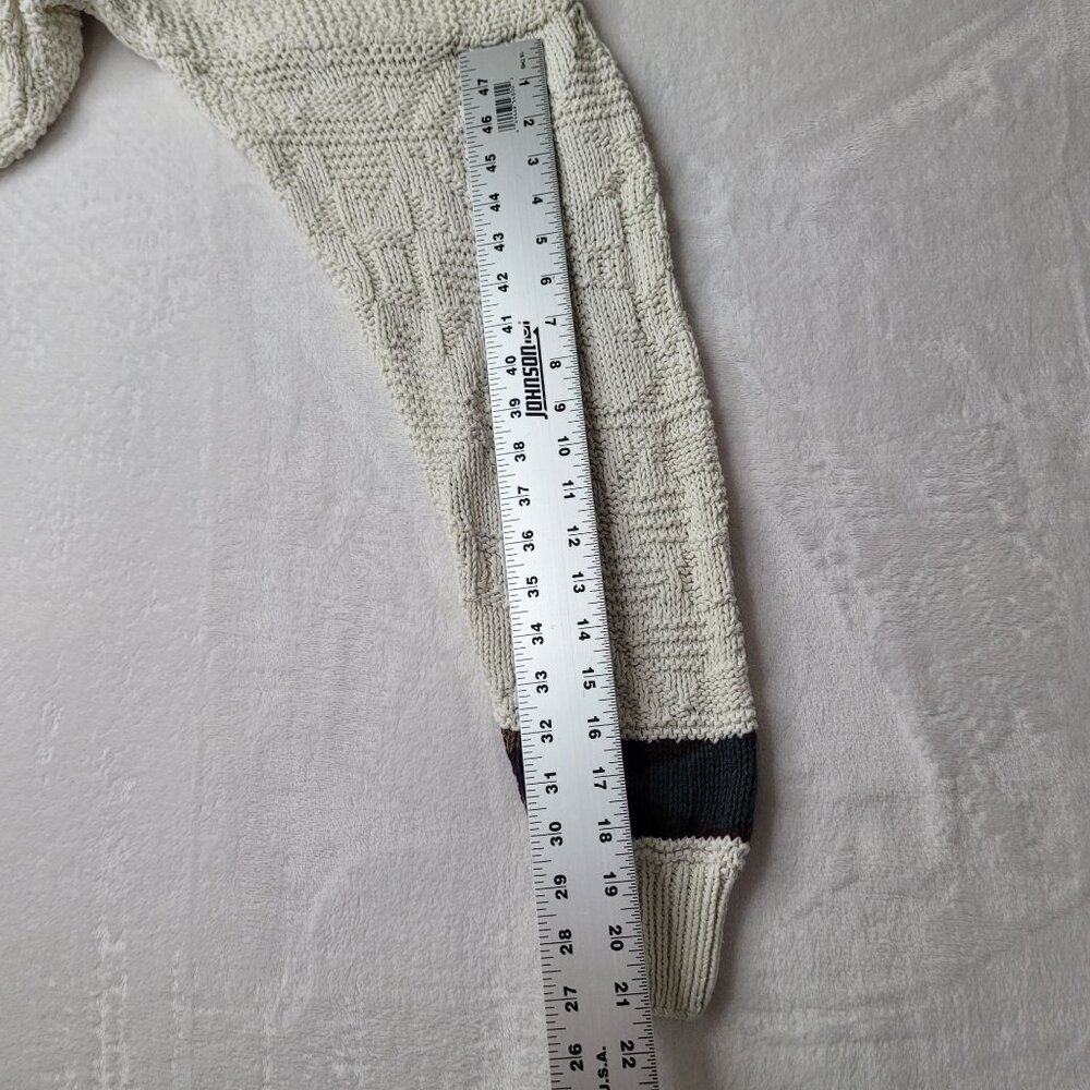 VTG 90's Ralph Lauren Chaps Scout Men's White Knit Linen/Cotton Sweater Size XL - Picture 5 of 7